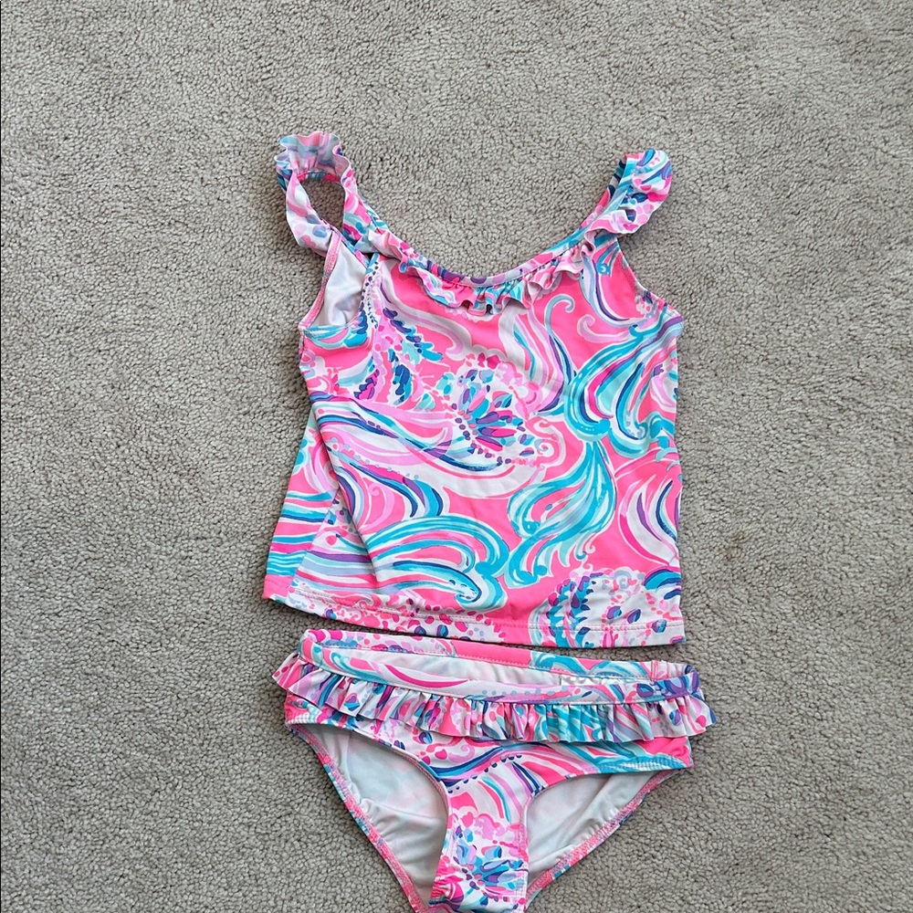 Lilly Pulitzer Pink and Blue Swirl Kids Bikini